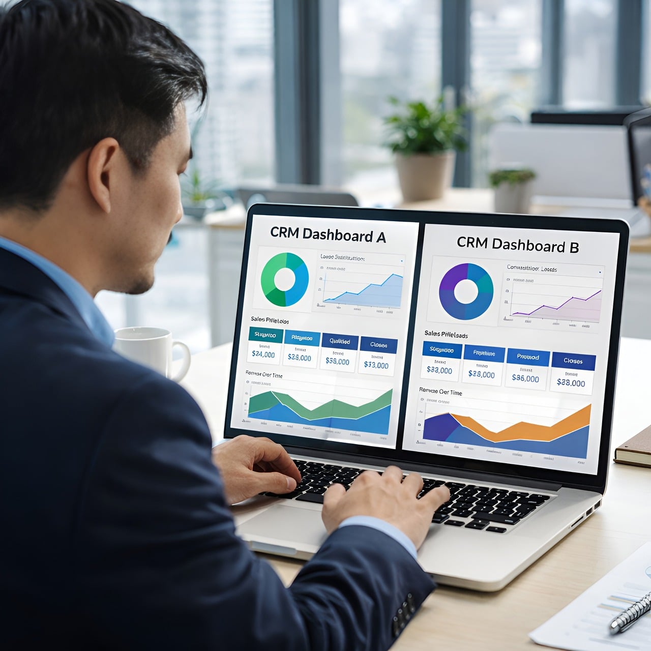 Painel de portal de autoatendimento b2b exibido na tela de um computador corporativo.